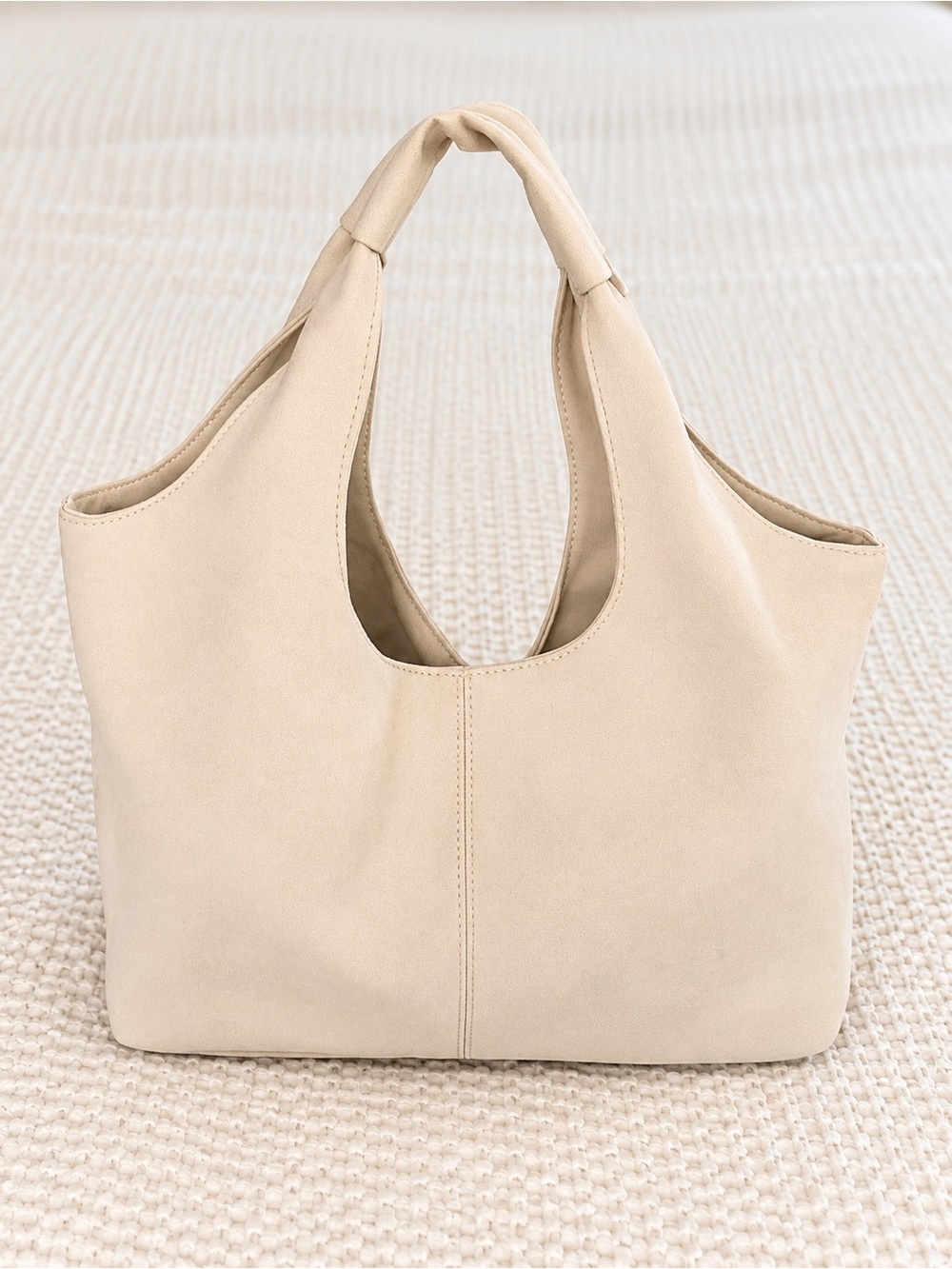 AHDORNED 2-in-1 Vegan Suede Hobo w/ Pouch Crossbody Bag Cream - Picture 2 of 11